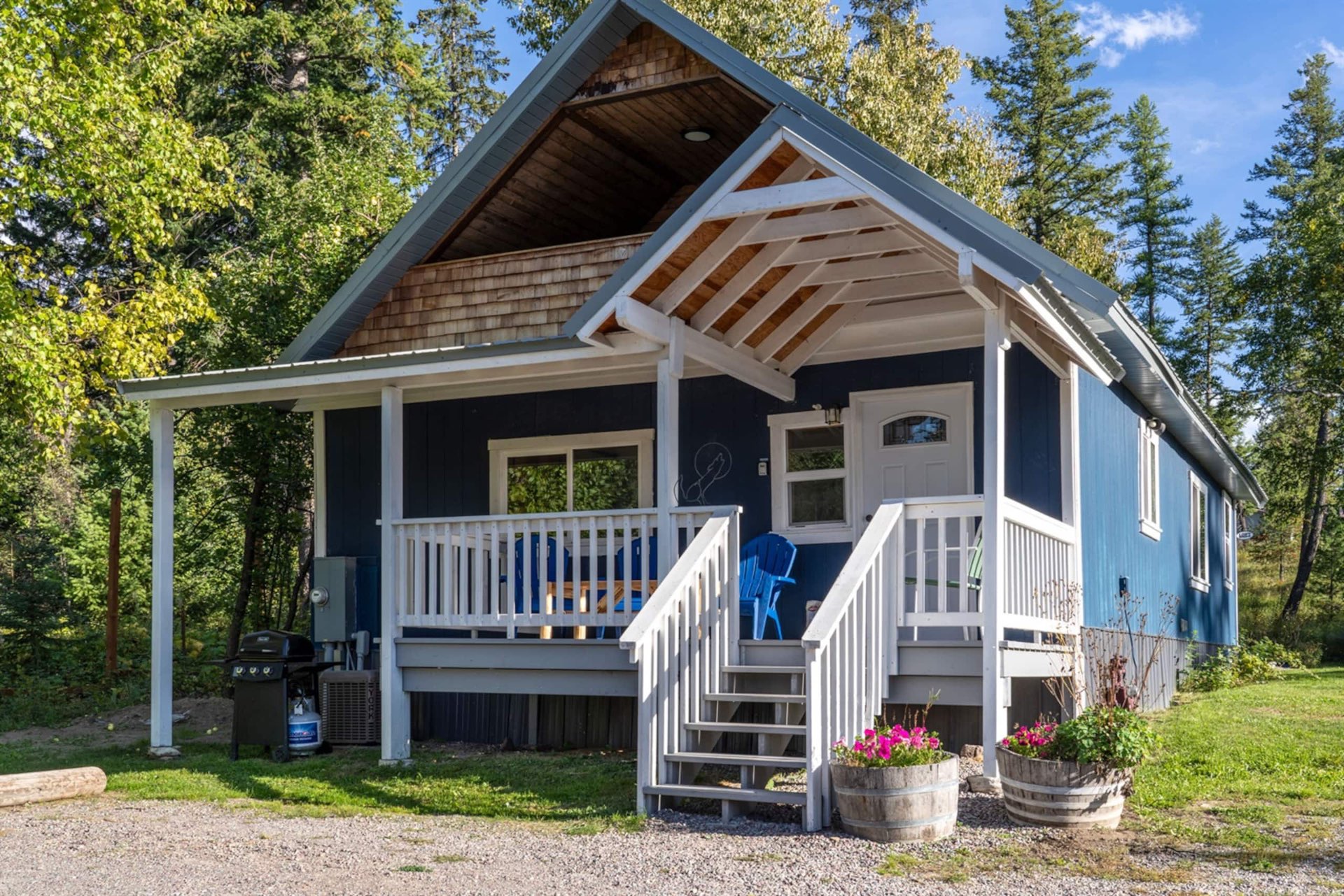 Blue Cabin Lower exterior — Spotted Bear Retreat, Martin City, Montana